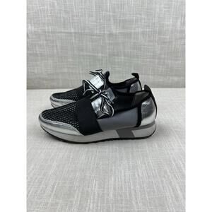 Steve Madden Womens Black and Silver Mesh Sneakers Size 8